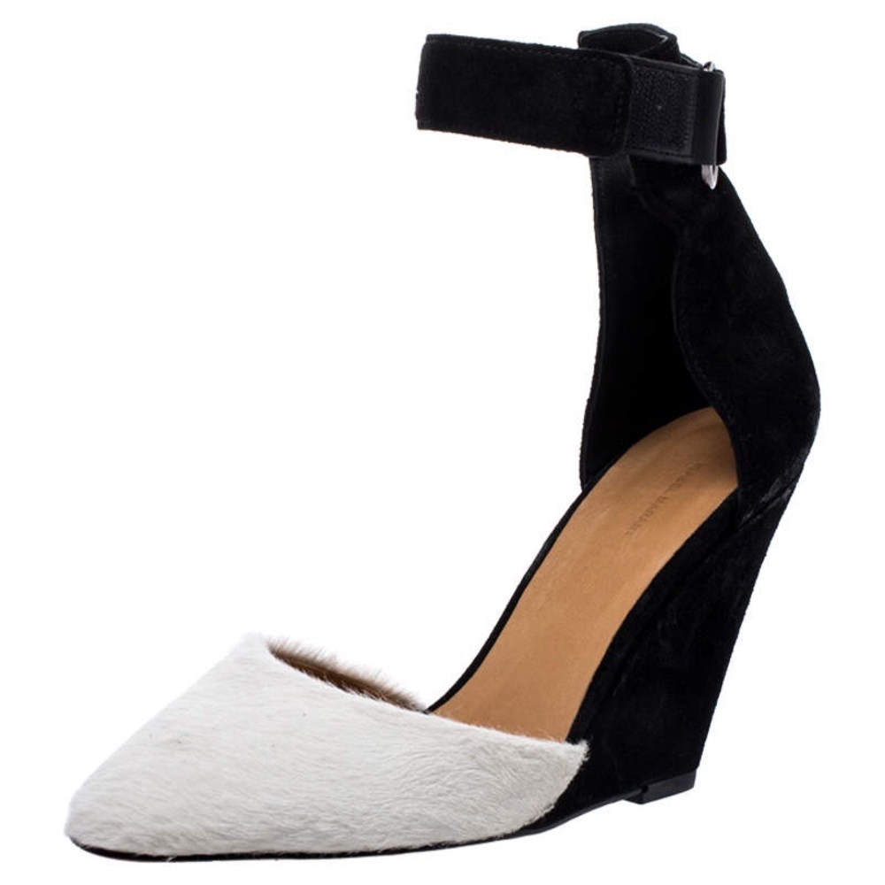 Isabel Marant Shane Suede and Pony Ankle Strap Wedge Heels 37